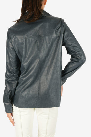 Snap Button Leather Shirt