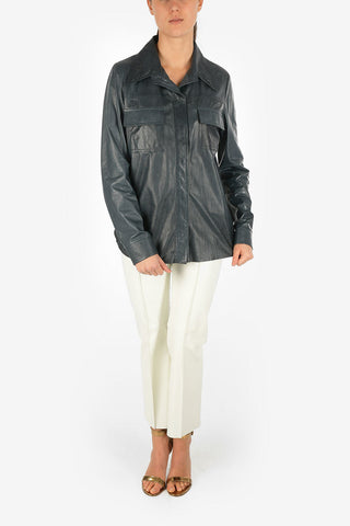 Snap Button Leather Shirt