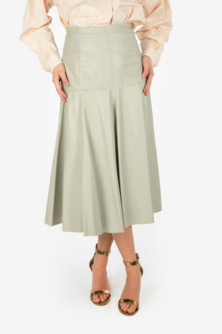 Leather Flared Skirt with Side Zip Closure