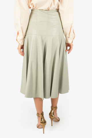 Leather Flared Skirt with Side Zip Closure