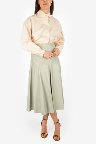 Leather Flared Skirt with Side Zip Closure