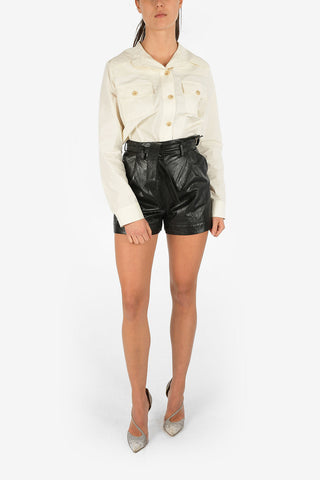 Leather High Waist Shorts with Belt