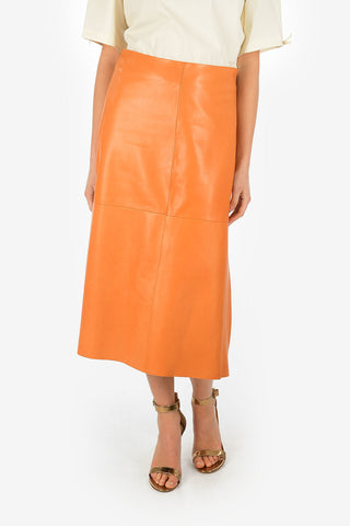 Leather Longuette Skirt With Size Zip Closure
