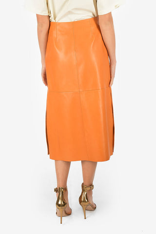 Leather Longuette Skirt With Size Zip Closure