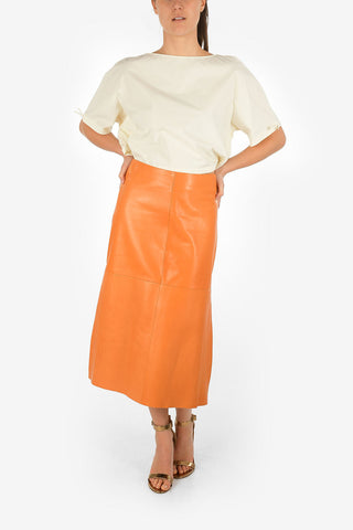 Leather Longuette Skirt With Size Zip Closure