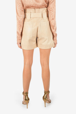 High-Waist Leather Shorts with Belt