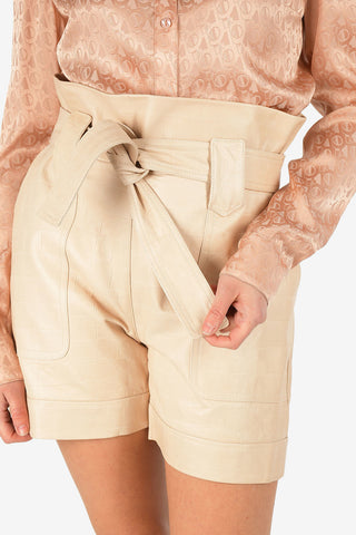 High-Waist Leather Shorts with Belt