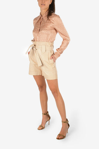 High-Waist Leather Shorts with Belt