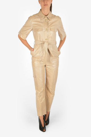 Leather Utility-Style Jumpsuit With Belt