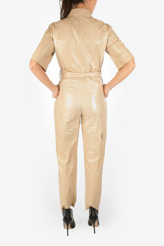 Leather Utility-Style Jumpsuit With Belt