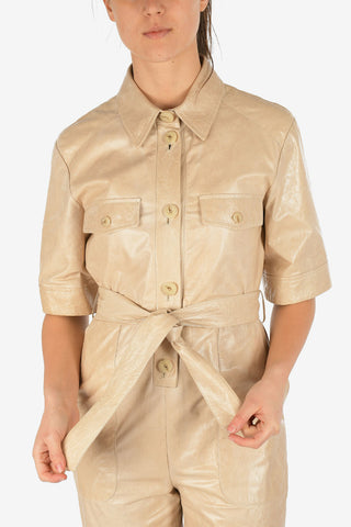 Leather Utility-Style Jumpsuit With Belt