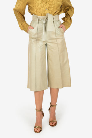 High-Waist Leather Gaucho Pants With Belt