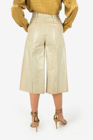 High-Waist Leather Gaucho Pants With Belt