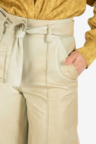 High-Waist Leather Gaucho Pants With Belt
