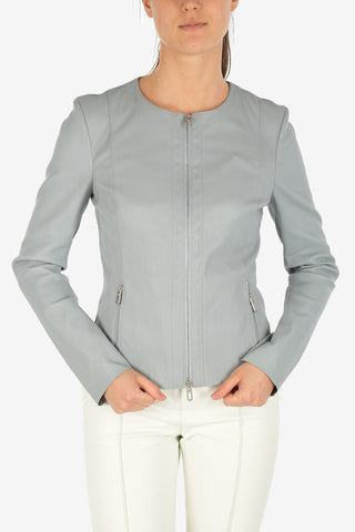 Leather Jacket with Zip Closure
