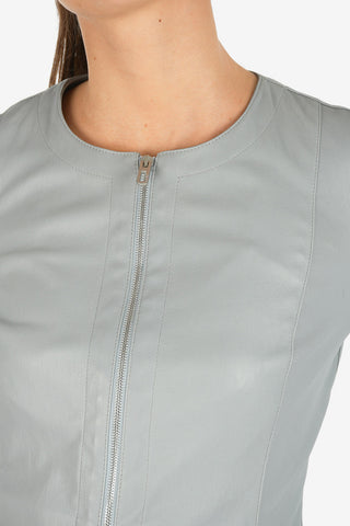 Leather Jacket with Zip Closure
