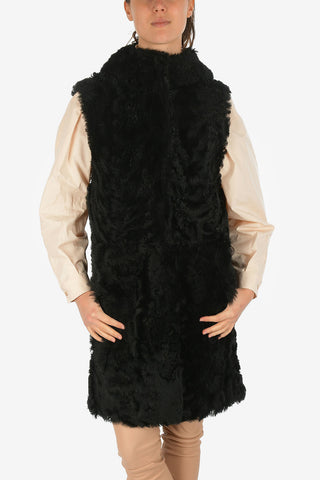 Shearling Senza Manica con Cappuccio