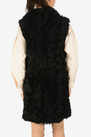 Shearling Senza Manica con Cappuccio