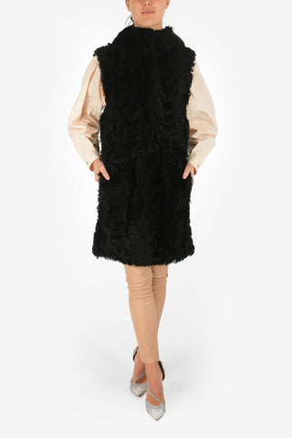 Shearling Senza Manica con Cappuccio