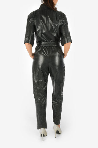 Leather Utility-Style Jumpsuit With Belt
