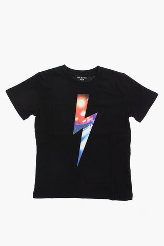 Cotton Crewneck CITY LIGHTS BOLT T-Shirt