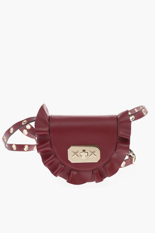 Leather ROCK RUFFLES Mini Saddle Bag with Removable Shoulder Strap