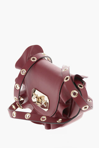 Leather ROCK RUFFLES Mini Saddle Bag with Removable Shoulder Strap