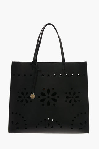 Laser Cut Leather Maxi Tote Bag