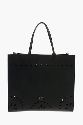 Laser Cut Leather Maxi Tote Bag