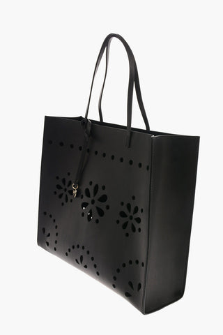 Laser Cut Leather Maxi Tote Bag