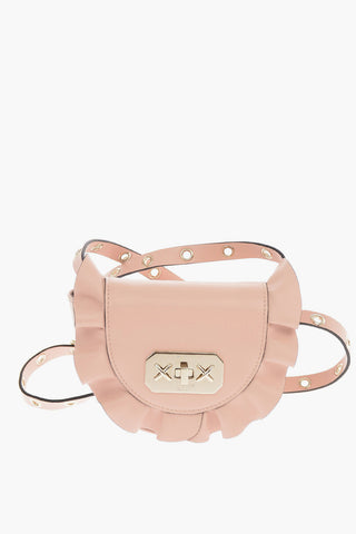 Leather ROCK RUFFLES Mini Saddle Bag with Removable Shoulder Strap