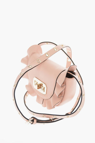 Leather ROCK RUFFLES Mini Saddle Bag with Removable Shoulder Strap