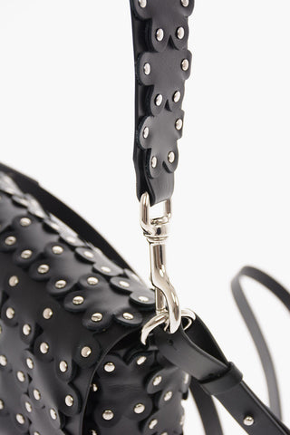 Leather Shoulder Bag with Floral Applications