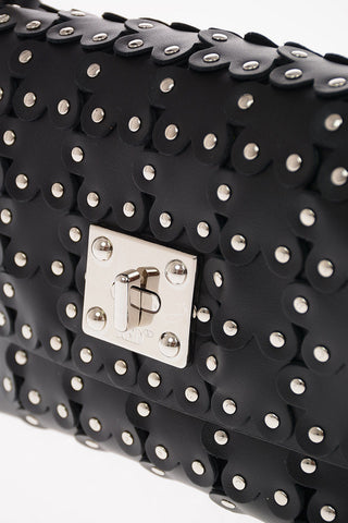 Leather Shoulder Bag with Floral Applications