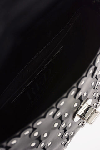 Leather Shoulder Bag with Floral Applications