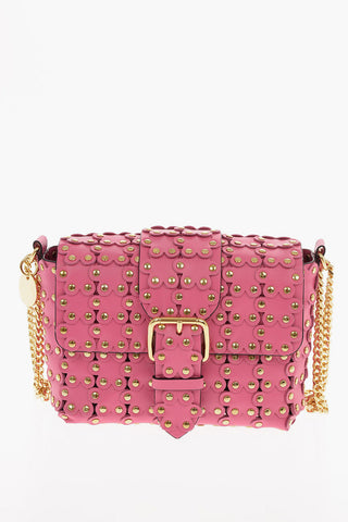 Soft Leather Mini Shoulder Bag with Floral Applications