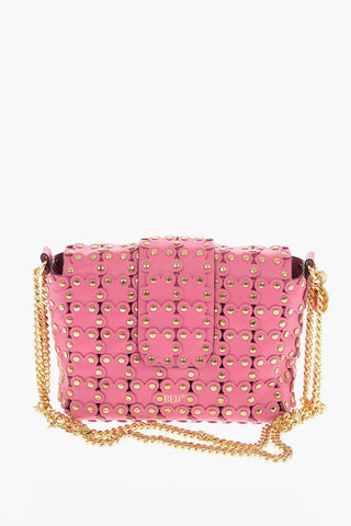 Soft Leather Mini Shoulder Bag with Floral Applications