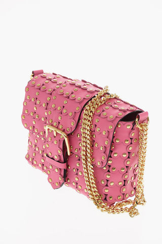 Soft Leather Mini Shoulder Bag with Floral Applications