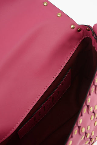 Soft Leather Mini Shoulder Bag with Floral Applications