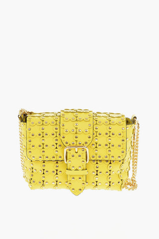 Soft Leather Mini Shoulder Bag with Floral Applications
