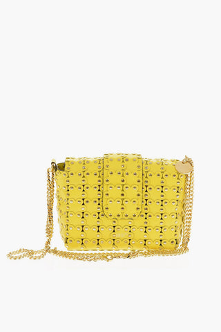 Soft Leather Mini Shoulder Bag with Floral Applications