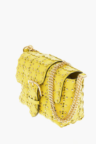 Soft Leather Mini Shoulder Bag with Floral Applications