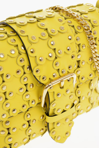 Soft Leather Mini Shoulder Bag with Floral Applications
