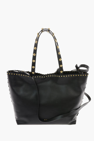 Borsa Tote in Nappa con Applicazioni Floreali