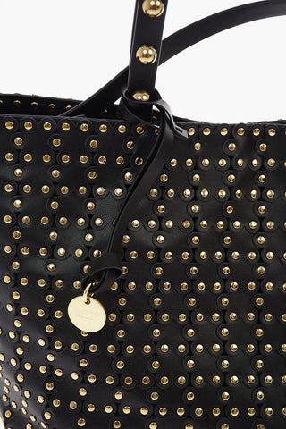 Borsa Tote in Nappa con Applicazioni Floreali