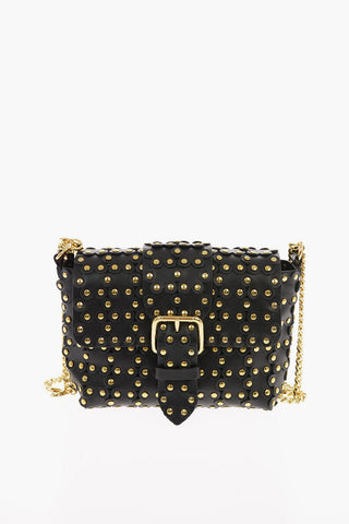 Soft Leather Mini Shoulder Bag with Floral Applications