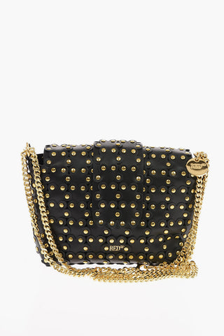 Soft Leather Mini Shoulder Bag with Floral Applications