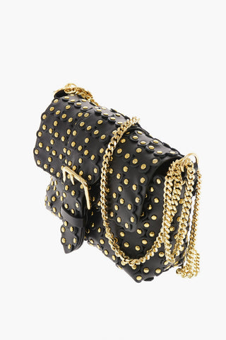 Soft Leather Mini Shoulder Bag with Floral Applications