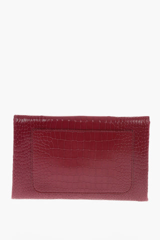 Croco Printed Leather Pouch with Outer Pocket 