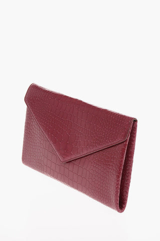 Croco Printed Leather Pouch with Outer Pocket 